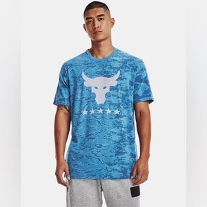 Project Rock Under Armour Veterans Day Show Blue Camo Shirt Mens Large